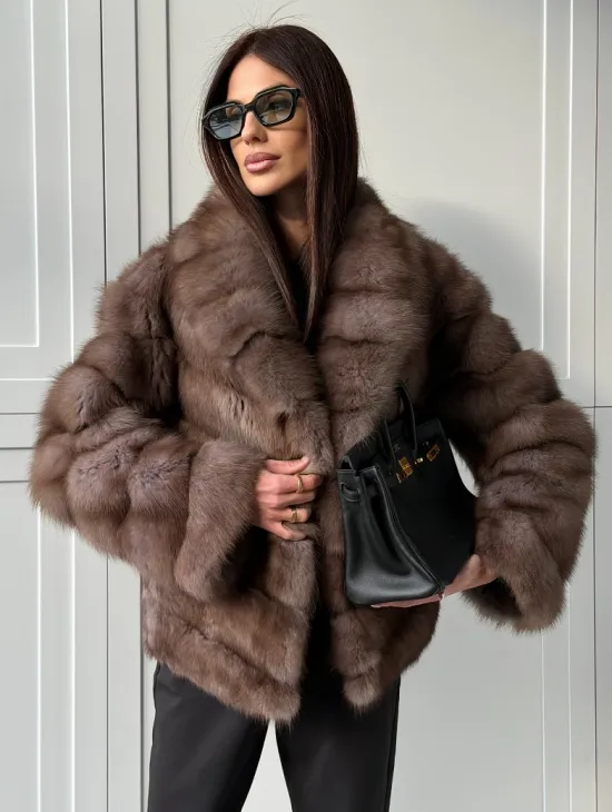 Куртка из куницы - воротник шаль - фото 9