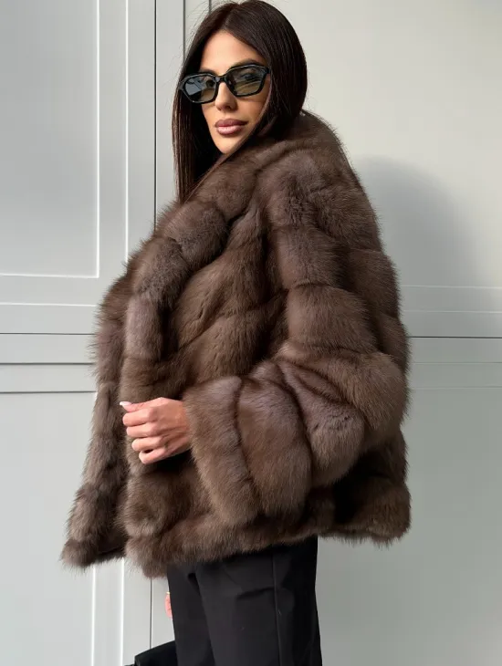 Куртка из куницы - воротник шаль - фото 6