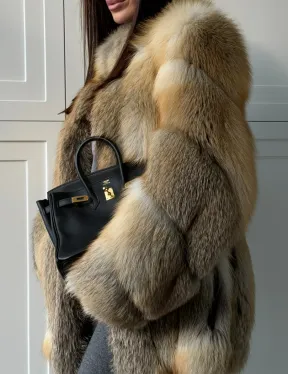 Полушубок из лисы - рукава косички - фото 2