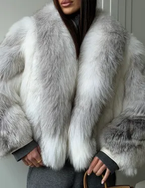 Полушубок из белой лисы, рукава - косички - фото 1