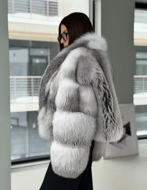 Шуба из меха арктической лисы - белая - фото 8
