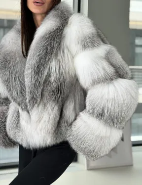 Шуба из меха арктической лисы - белая - фото 1