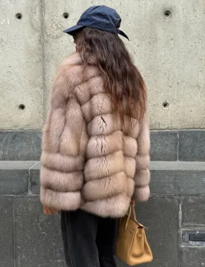 Шуба из меха куницы - цвет Tortora - фото 6
