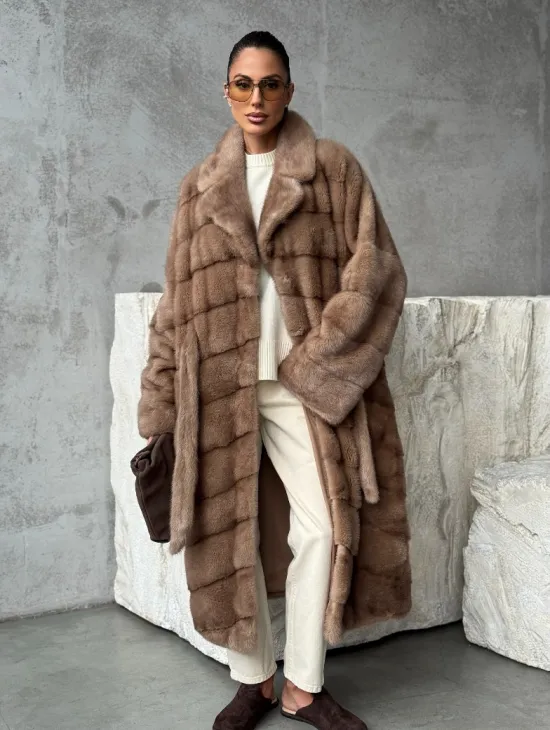 Шуба норковая английский воротник - цвет пастель - фото 11