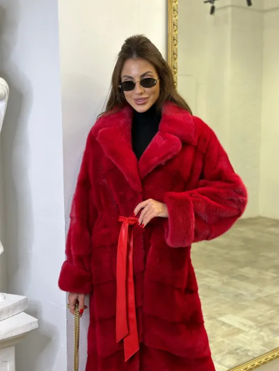 Красная шуба из финской норки - фото 4