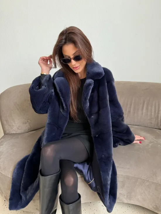 Норка KOPENHAGEN FUR английский воротник поперечка - цвет синий - фото 3