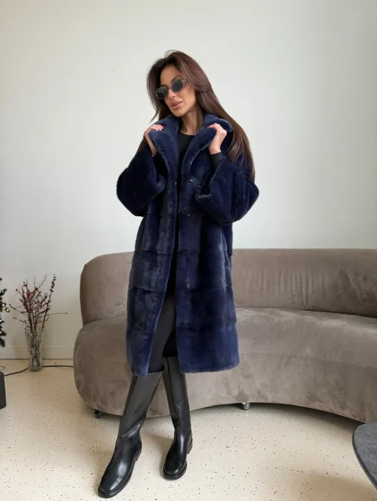 Норка KOPENHAGEN FUR английский воротник поперечка - цвет синий - фото 0