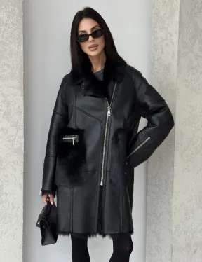 Черная дубленка на тоскане - фото 3