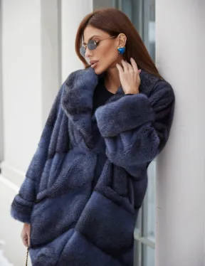 Крестовка кимоно шуба из меха скандинавской норки - фото 1