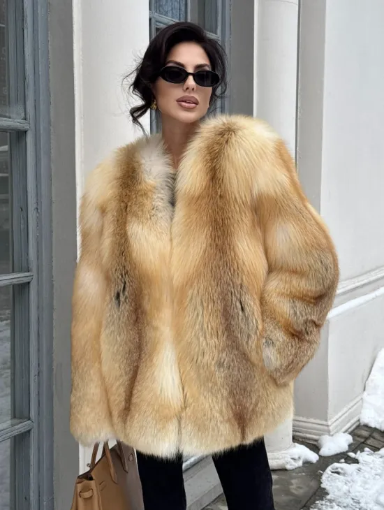 Шуба Premium из меха альпийской лисы - GOLDEN FOX - фото 8