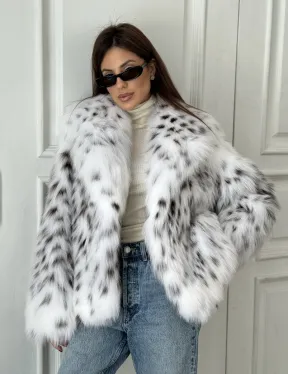 Полушубок из меха аукционной лисы (реплика канадской рыси) - фото 0